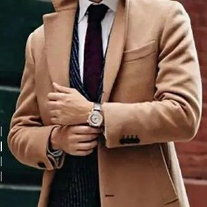 Men's British Mid-length Fine Woolen Coat Autumn And Winter Woolen Coat BrandNew